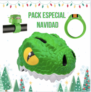 pack crazy safety cocodrilo verde, candado y timbre